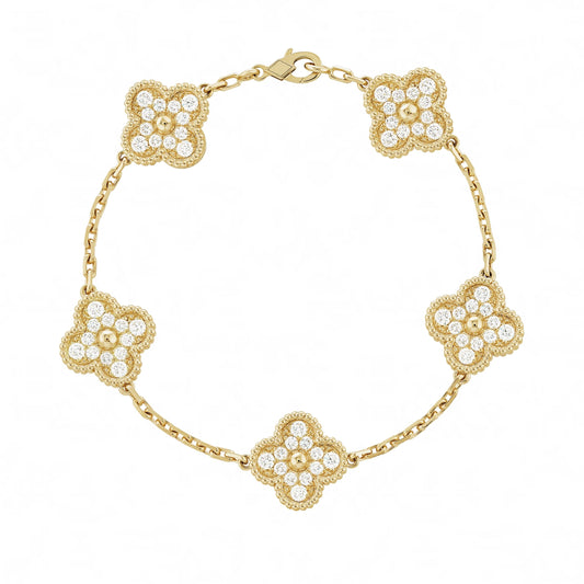 TRIFOGLIO BRACCIALETTO DELUXE | DIAMANTE ORO