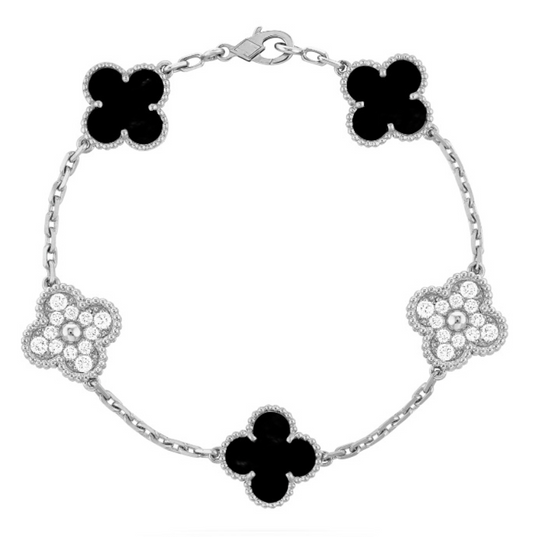 TRIFOGLIO BRACCIALETTO DELUXE ARGENTO | NERO
